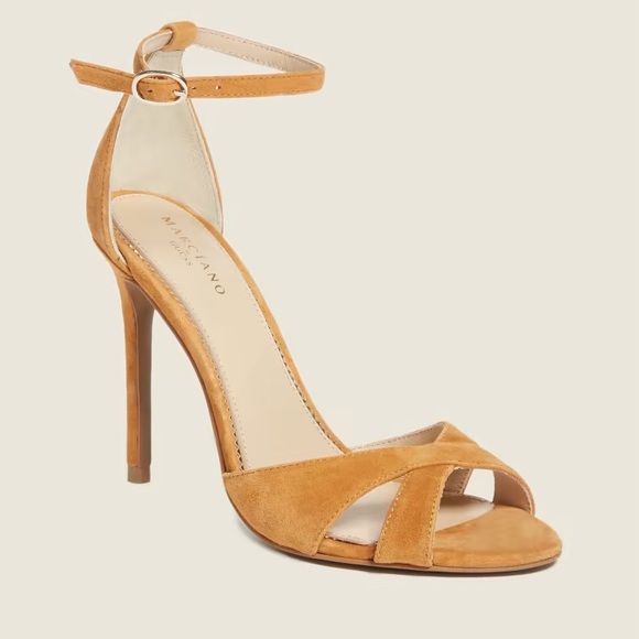 NIB Marciano Guess Abiele Leather Suede Stiletto Tan Brown Heels Size 8 - Picture 1 of 5